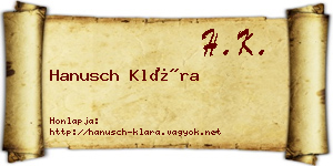 Hanusch Klára névjegykártya